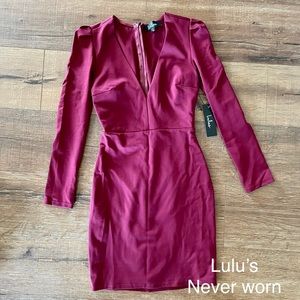 Burgundy fitted Lulu’s formal dress